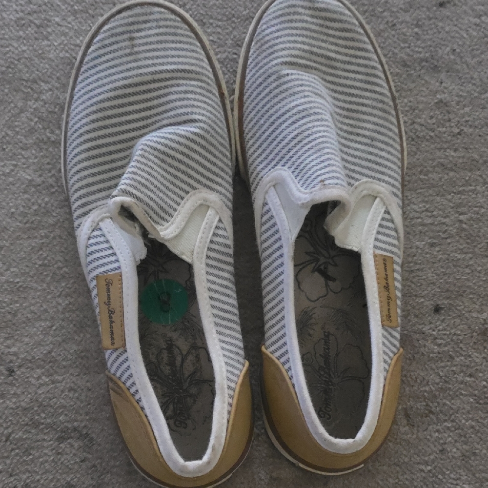 Striped Slip-On Sneakers with Tan Accents